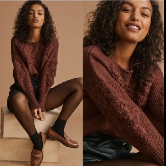 Anthropologie NWT Textured Floral Sweater Size M.***Coming soon*** - Picture 1 of 8